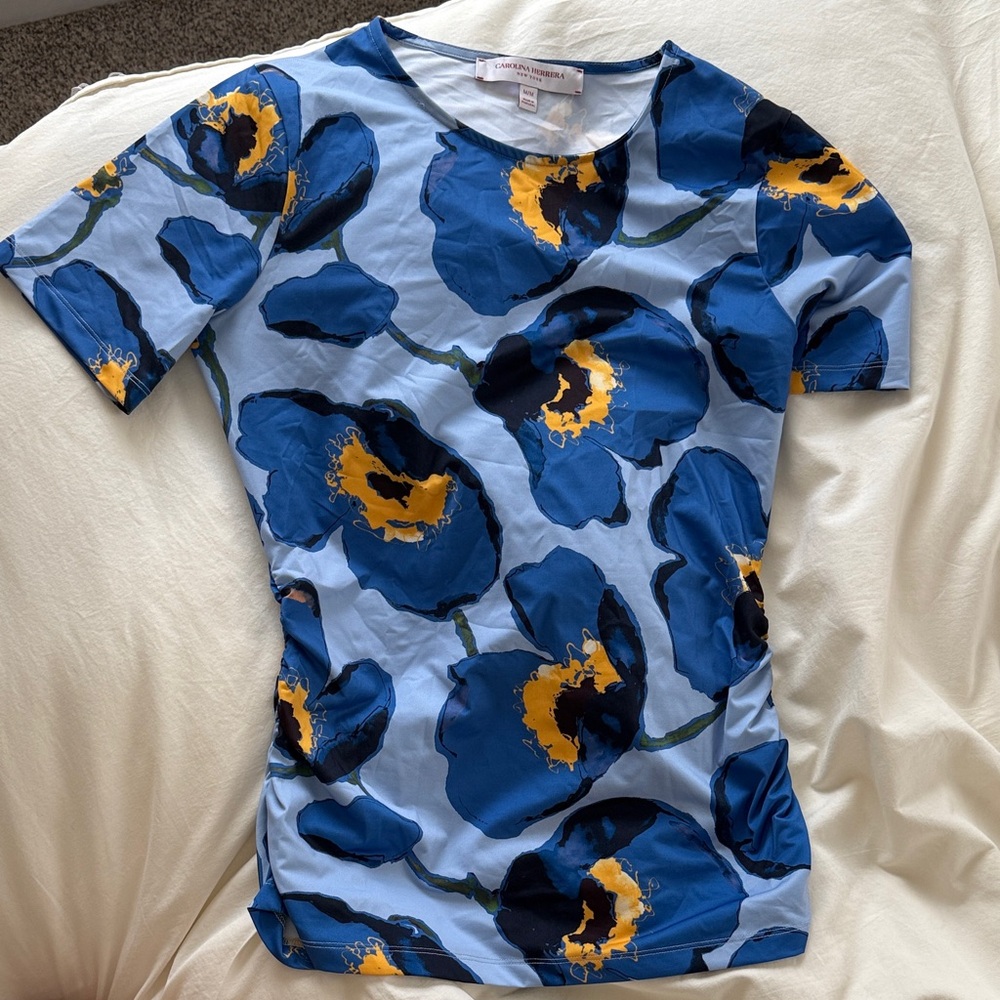 Carolina Herrera Blue Floral Top
